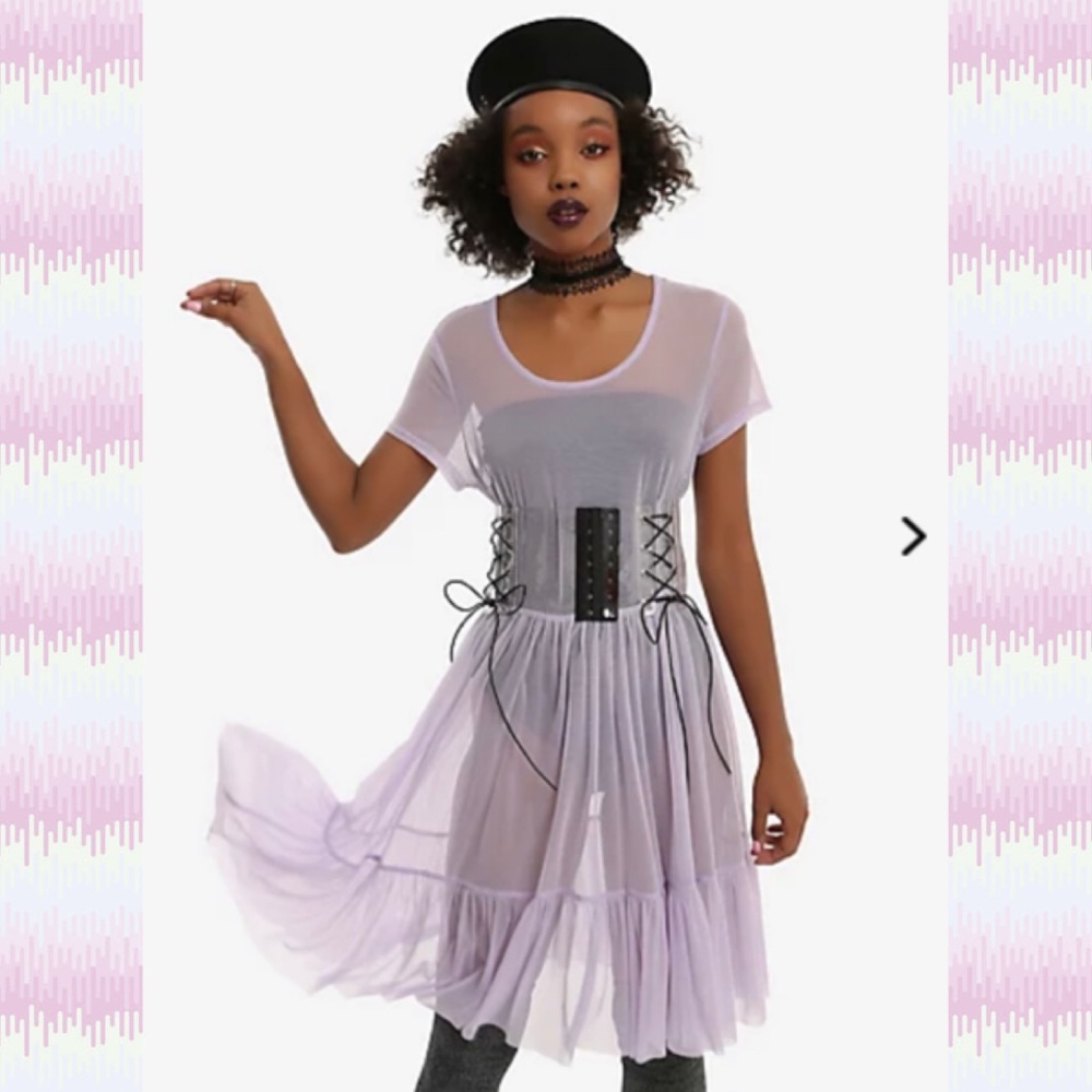 Hot Topic Lavender Mesh Babydoll Dress